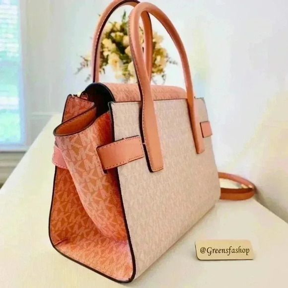 Michael Kors Purse Carmen Medium Flap Satchel shoulder bag sherbert new - Picture 8 of 9